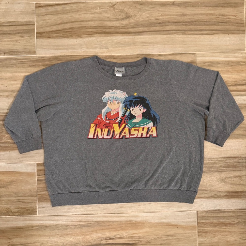 Inuyasha Anime Graphic Sweatshirt Gray Crewneck Pullover 3XL 18903861